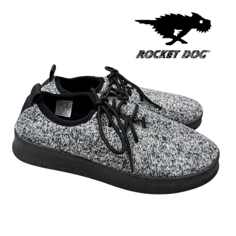 NEW Rocket Dog Gummy Troop Black & Grey Flecked Fabric Comfort Sneakers 6.5
